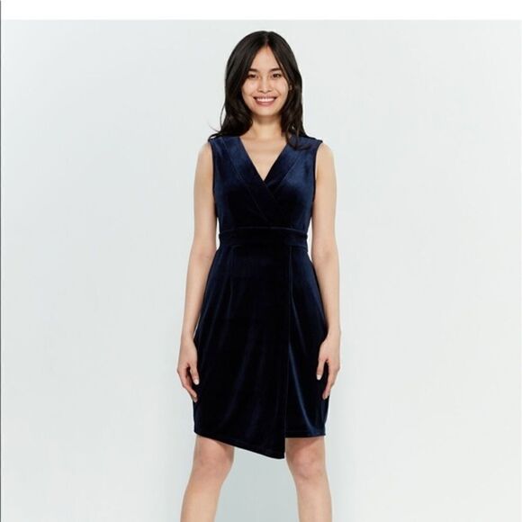 ❤️NWT APRICOT Navy Blue Velvet Cocktail Dress - Picture 4 of 16